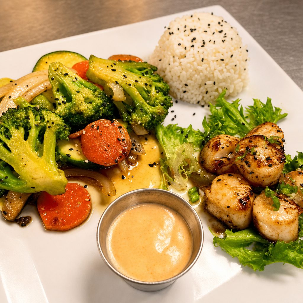Scallop Flambé.