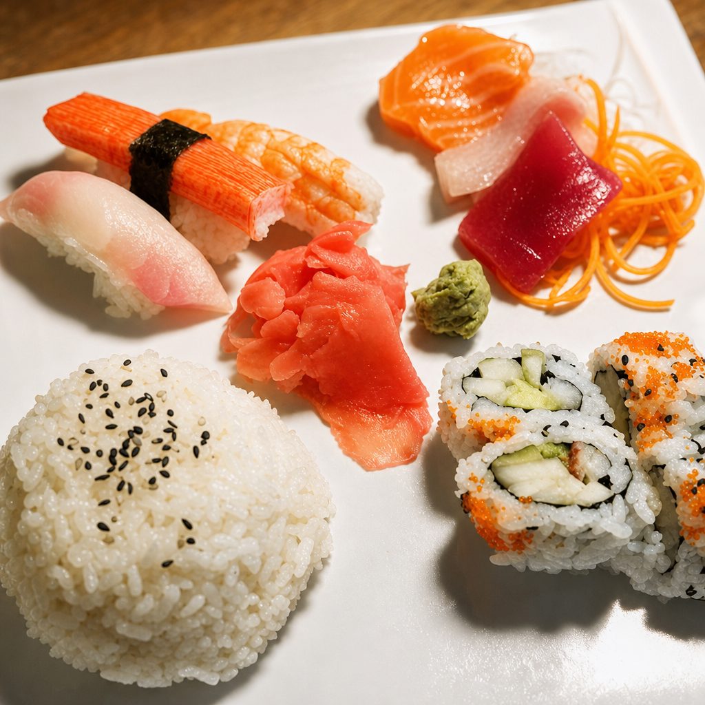Sushi & Sashimi Combo Bento Plate.
