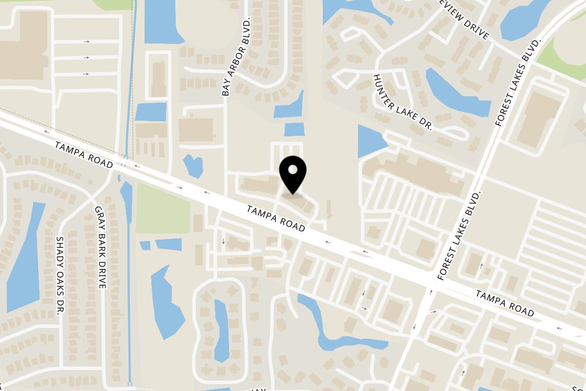 Map showing the location of Hot Tuna Sushi Bar and Grille on 3689 Tampa Rd in Oldsmar